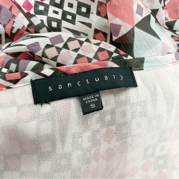 Sanctuary Southwest Boho Dress Sz S V Neck Ruffle Pink Coastal Cowgirl - Picture 10 of 11